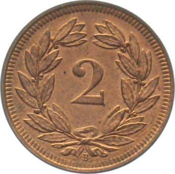 2 Rappen 1908 B - fast stempelglanz